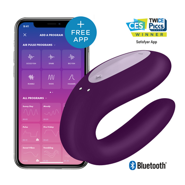 Vibratore doppi motori controllabile app Double Joy Viola per coppie